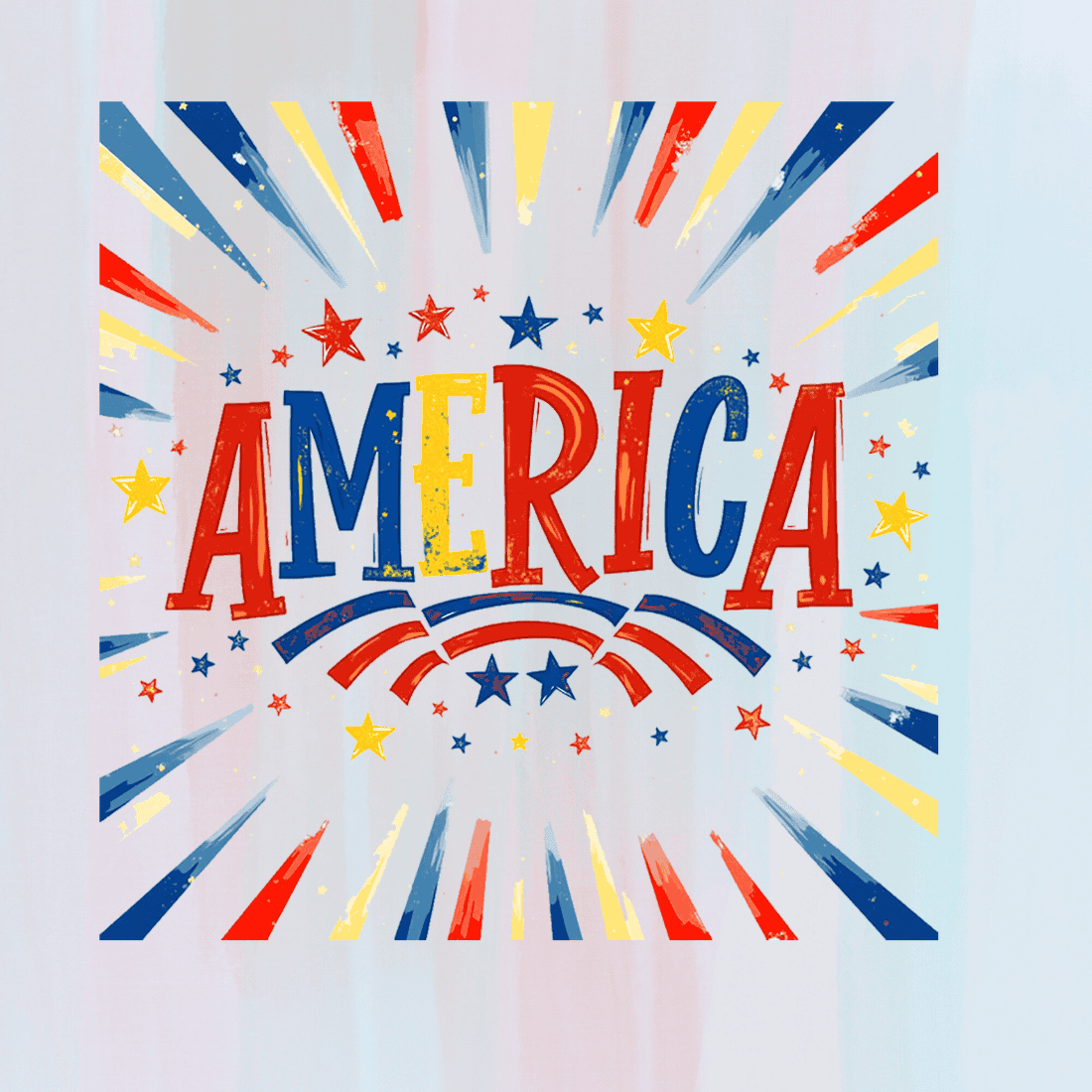 America Typography Patriotic Stars and Stripes T-shirt Design preview image.