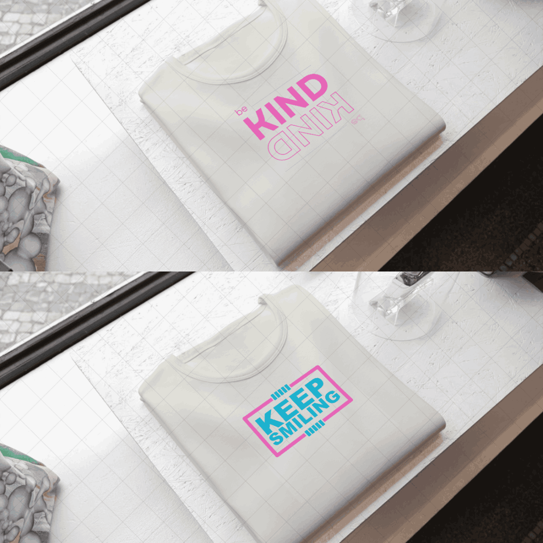 4 T-Shirts mockups preview image.