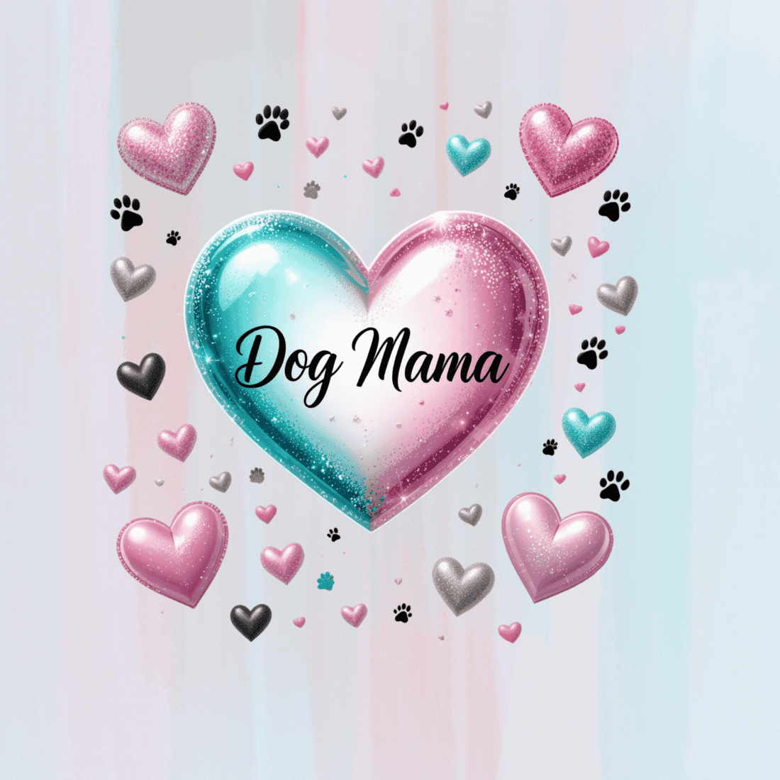 Dog Mama Typography with Hearts and Love T-shirt Design preview image.