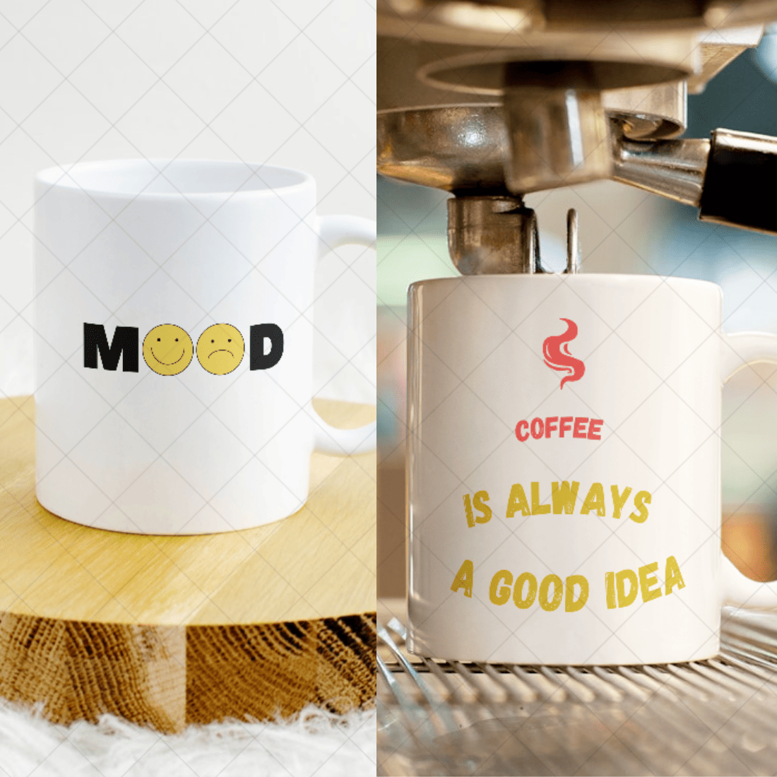 4 mug mockups preview image.