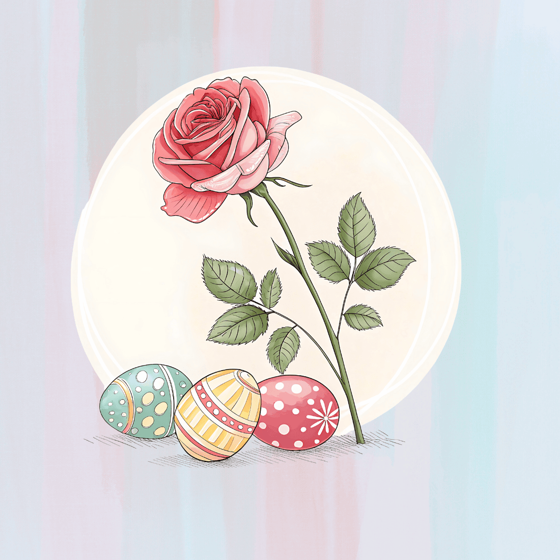 Rose with Decorated Eggs T-shirt Design preview image.