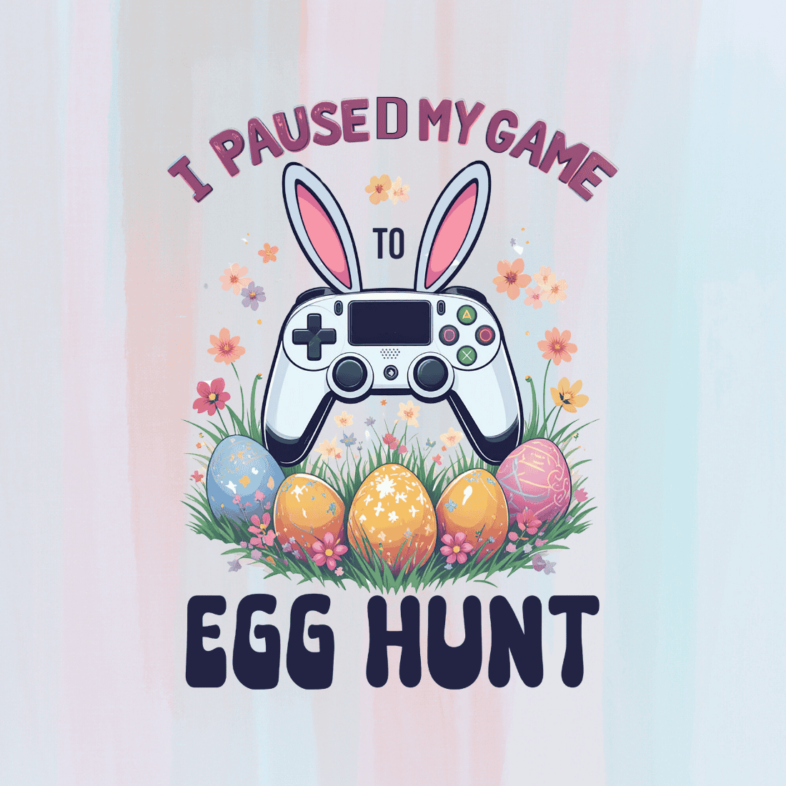 Egg Hunt & Video Game Controller T-shirt Design preview image.