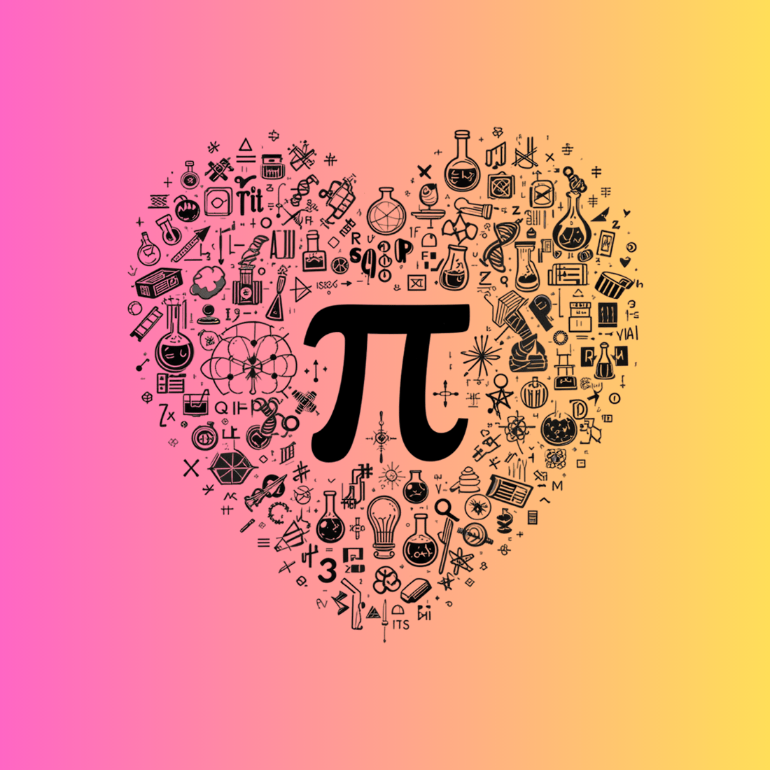 Pi Symbol in Heart of Math T-shirt Design preview image.