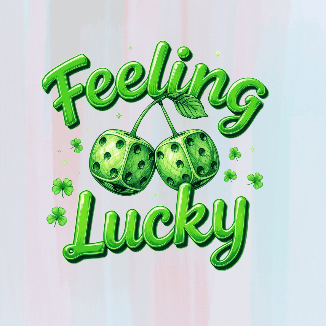 Green Clover and Lucky Typography T-shirt Design Bundle preview image.