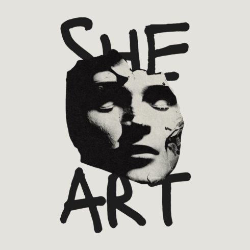 She Is Art, Fragmented Muse T-Shirt Design cover image.