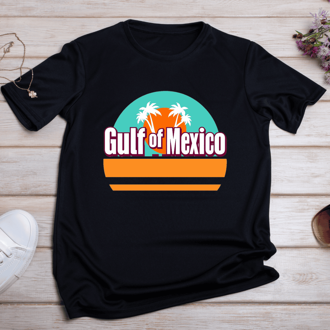 Gulf of Mexico Palm Trees T-shirt Design preview image.