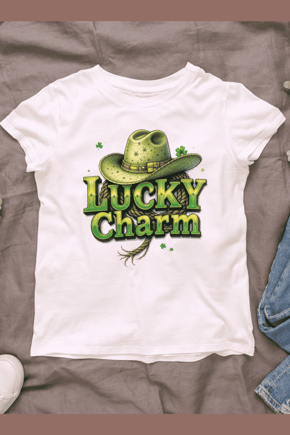 Lucky Charm Cowboy Hat T-shirt Design pinterest preview image.