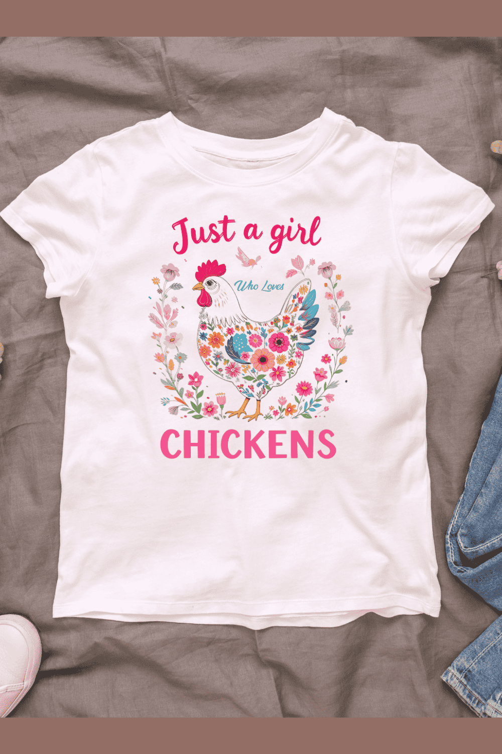 Chicken Lover Girl T-Shirt Design pinterest preview image.