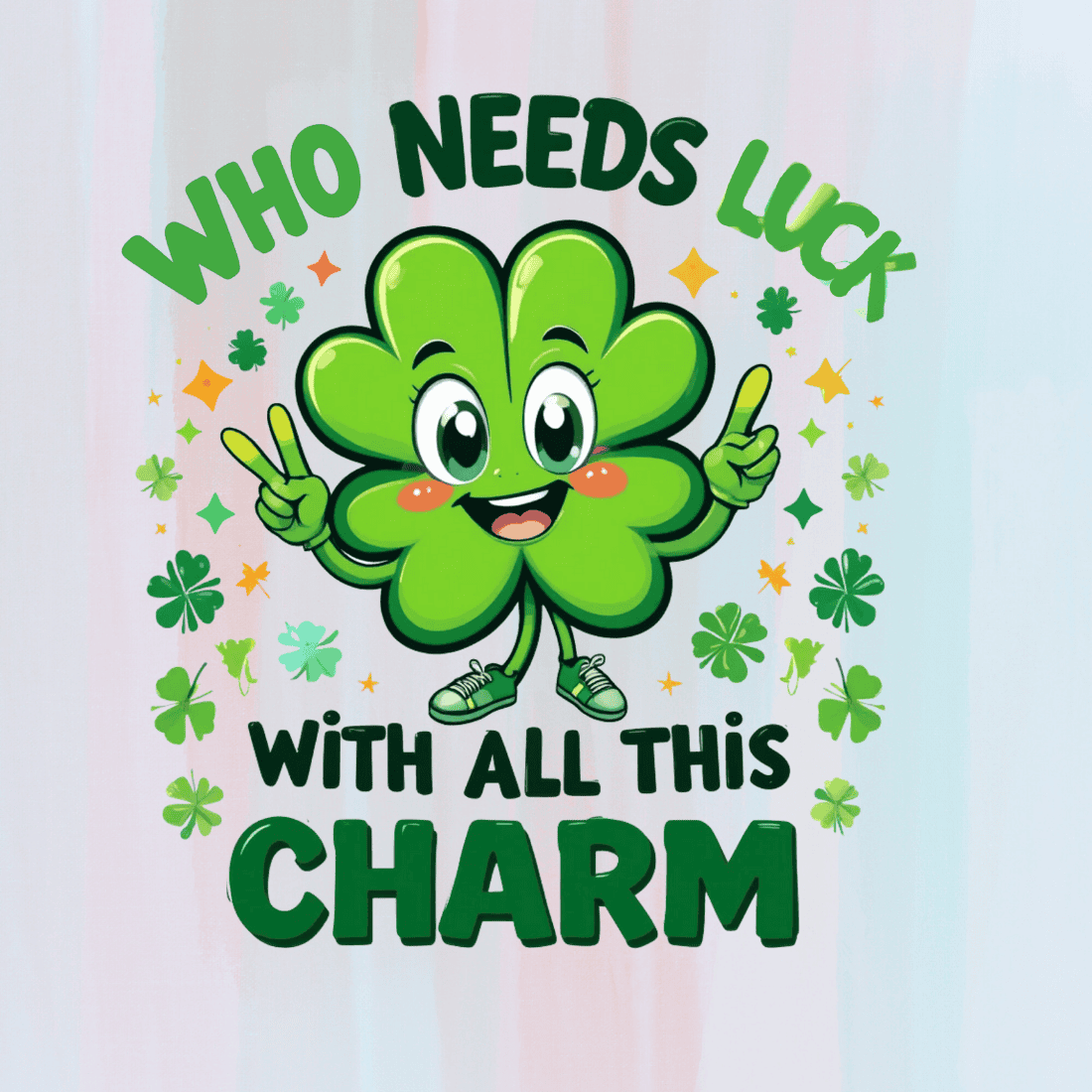 Charming Clover with Text T-shirt Design preview image.