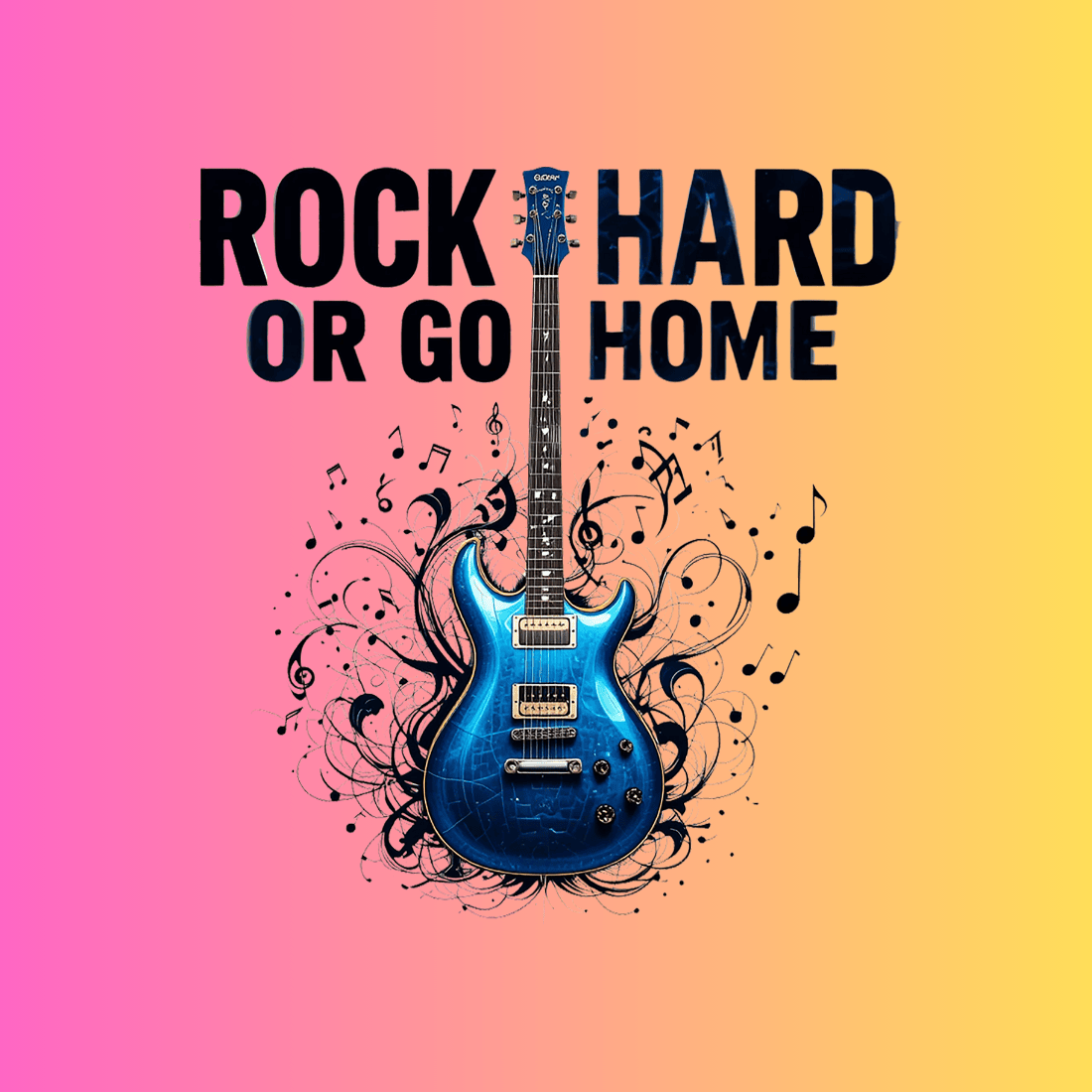 Rock Hard Or Go Home Text T-shirt Design preview image.