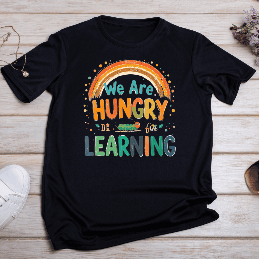 Rainbow Cute Educational T-shirt Design preview image.