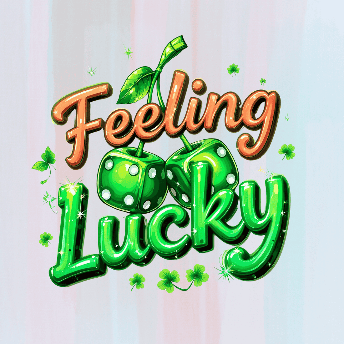 Feeling Lucky Charm - Clover and Quote T-shirt Design Bundle preview image.