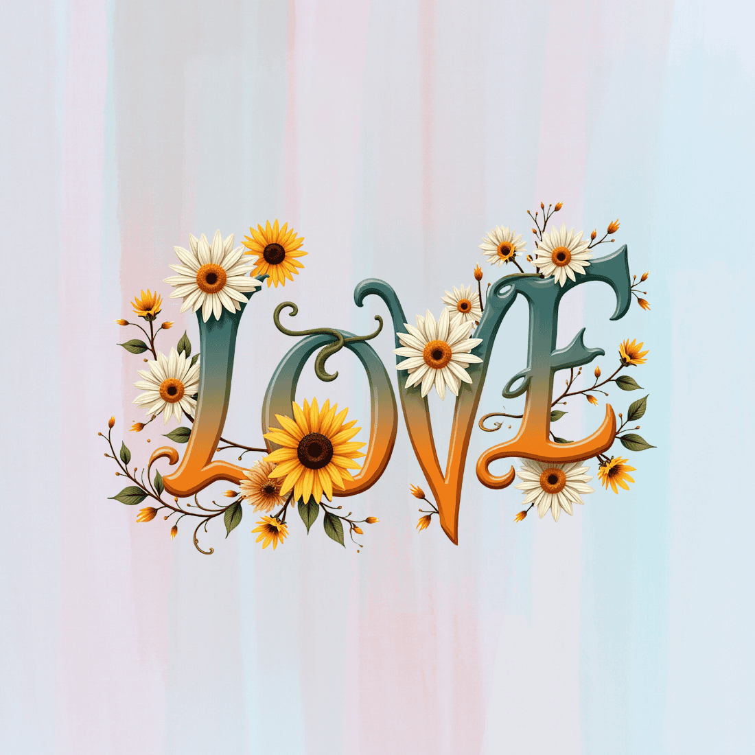 Summer Love With Floral Arrangement T-shirt Design Bundle preview image.