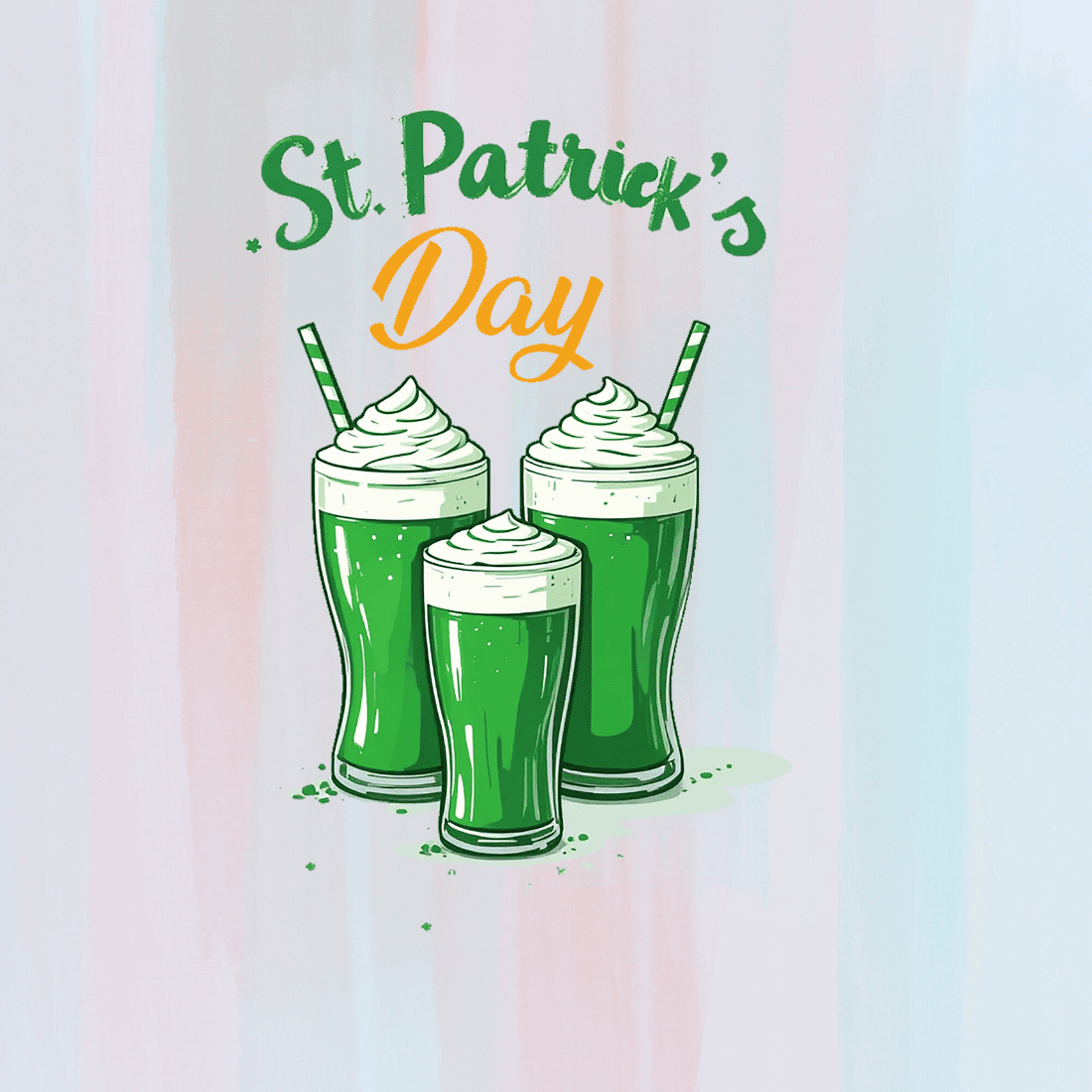 St Patrick's Day Green Milkshakes T-shirt Design preview image.