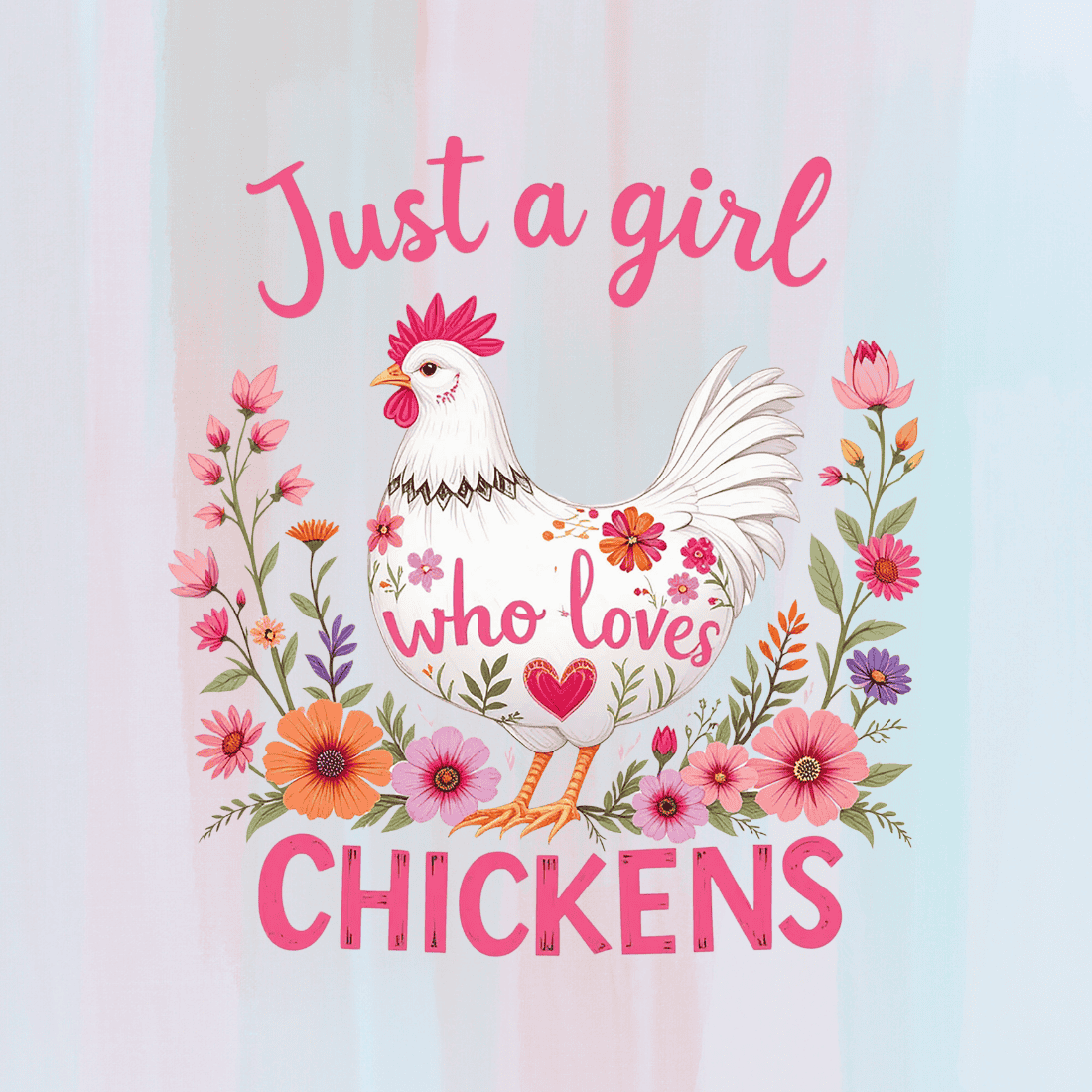 Girl Chicken Lover T-shirt Design preview image.