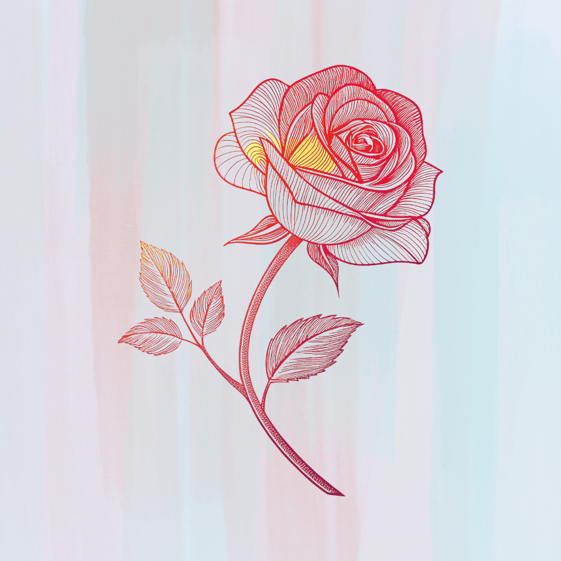 Watercolor Elegant Pink Rose T-shirt Design preview image.