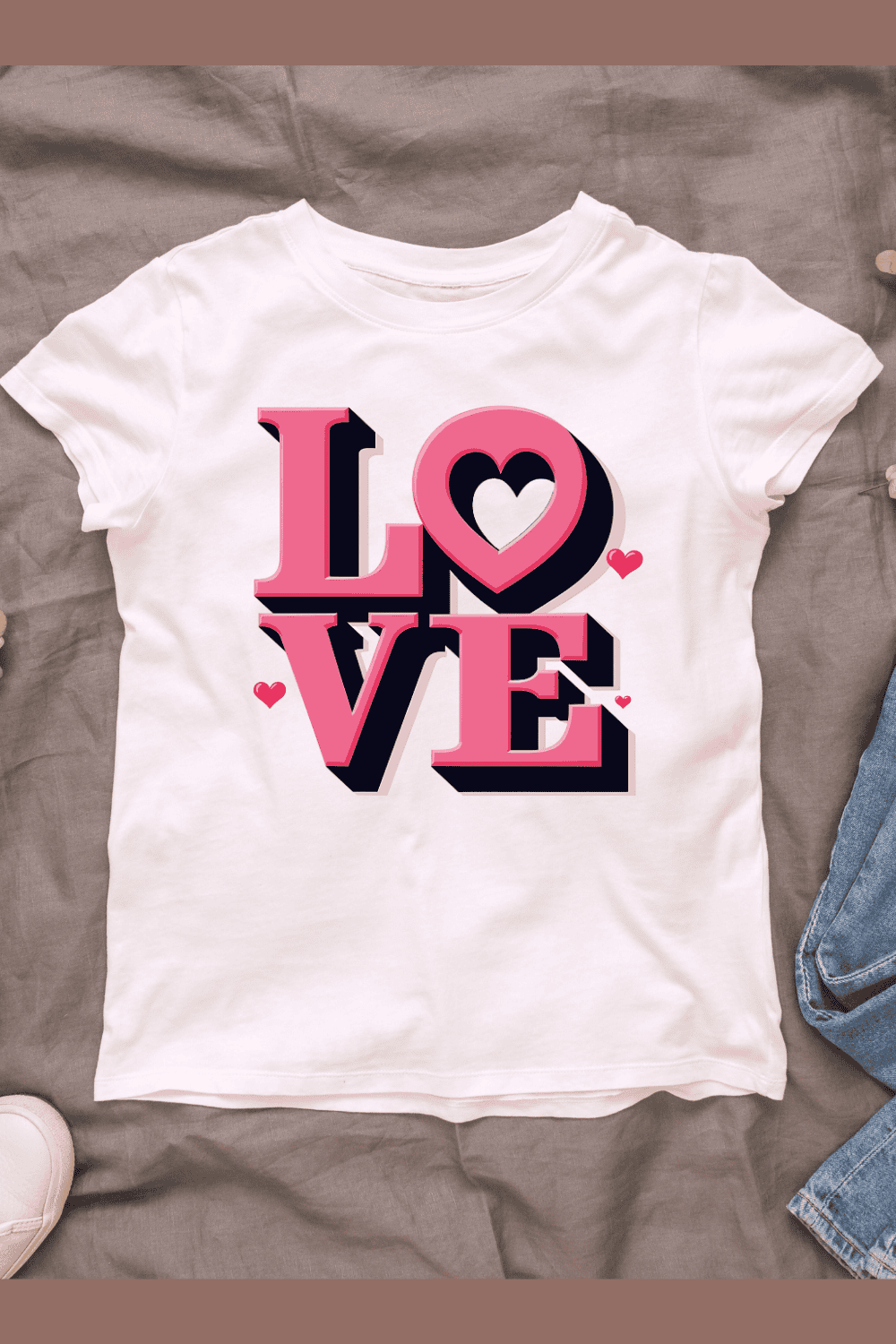 Watercolor Love Typography T-shirt Design Bundle pinterest preview image.