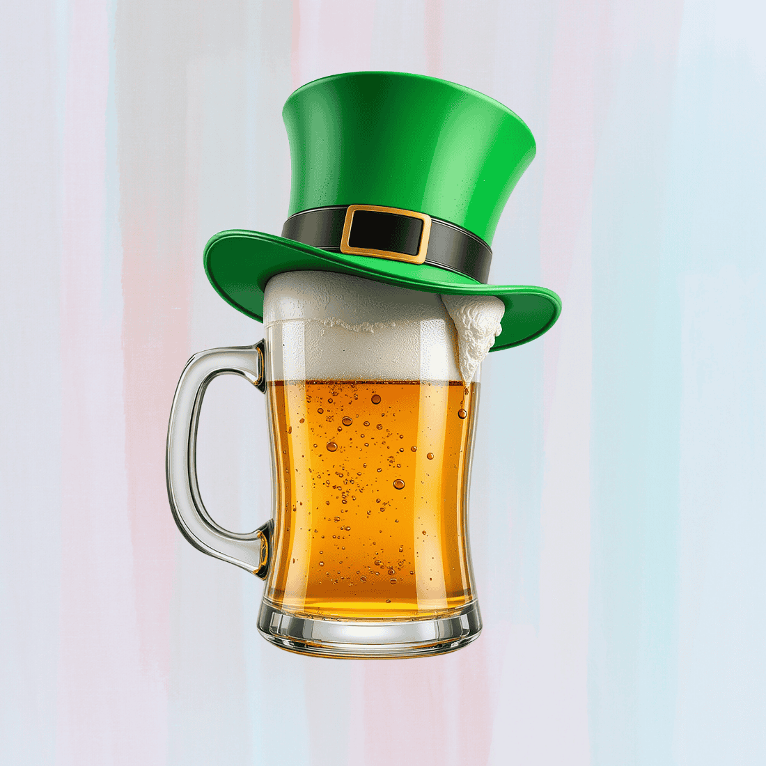 St Patrick's Day Beer with Leprechaun Hat T-shirt Design preview image.