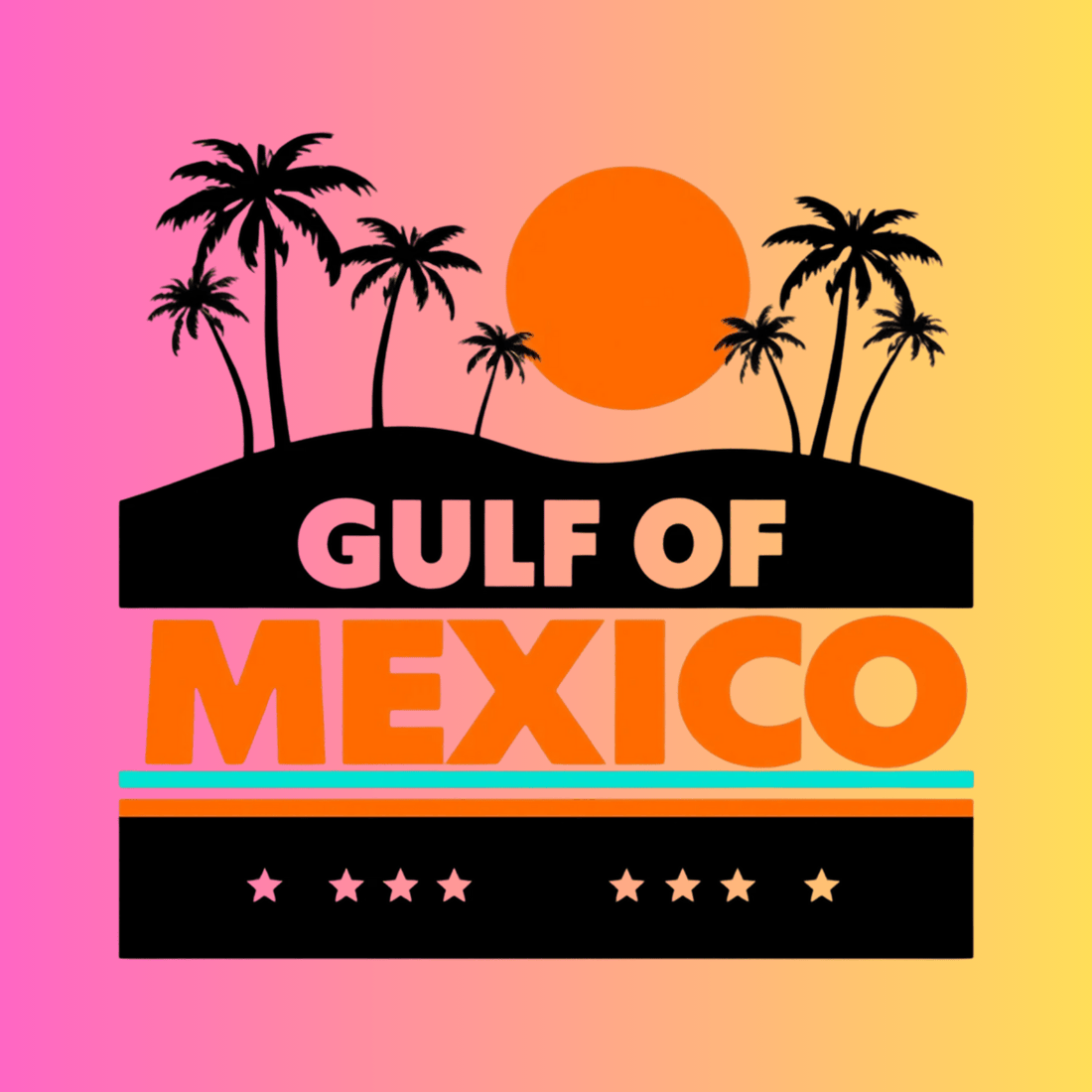 Sunset Gulf of Mexico T-shirt Design preview image.