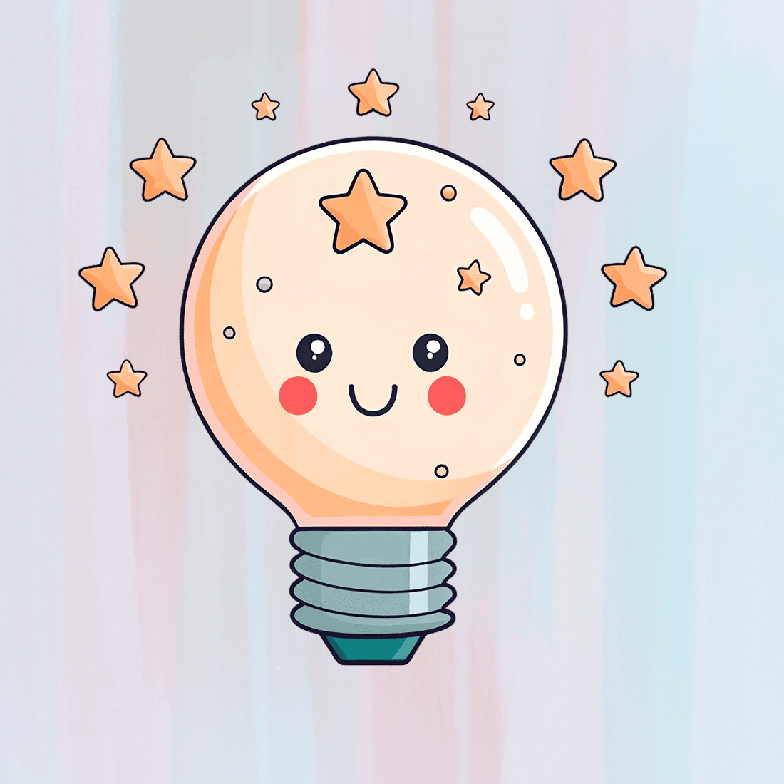 Adorable Light Bulb with Face T-shirt Design preview image.