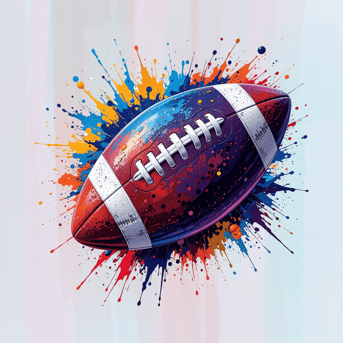 Vibrant Colors and Splatter Effect American Football T-shirt Design preview image.