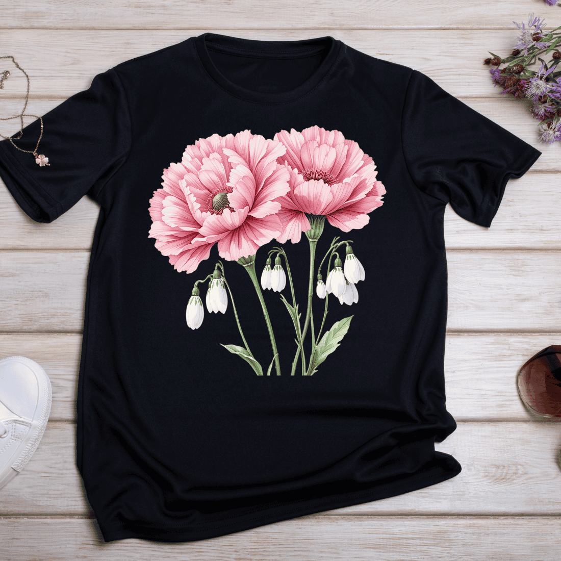 Watercolor Flower Arrangement T-shirt Design preview image.