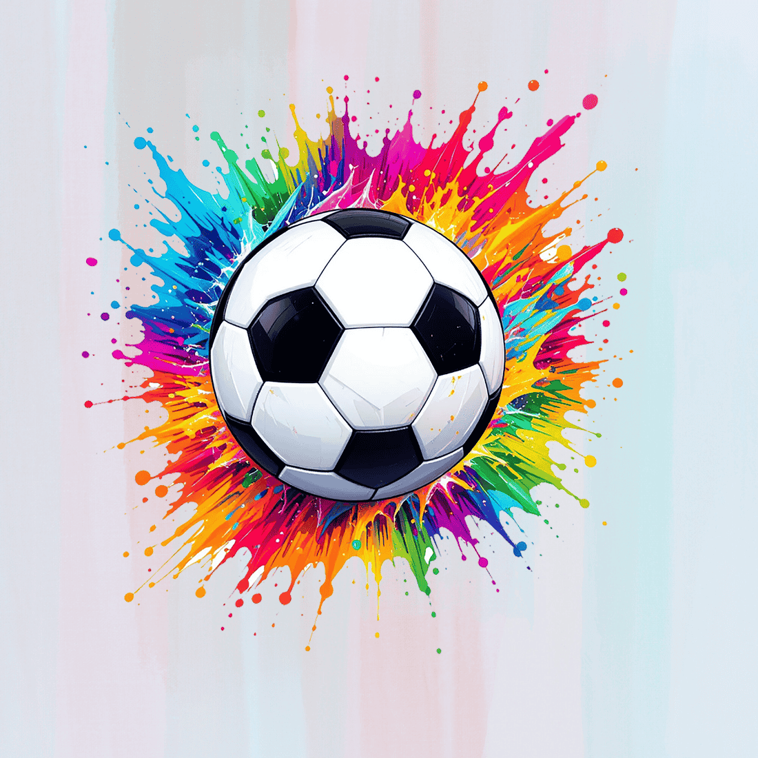 Soccer Ball Colorful Splash T-shirt Design preview image.