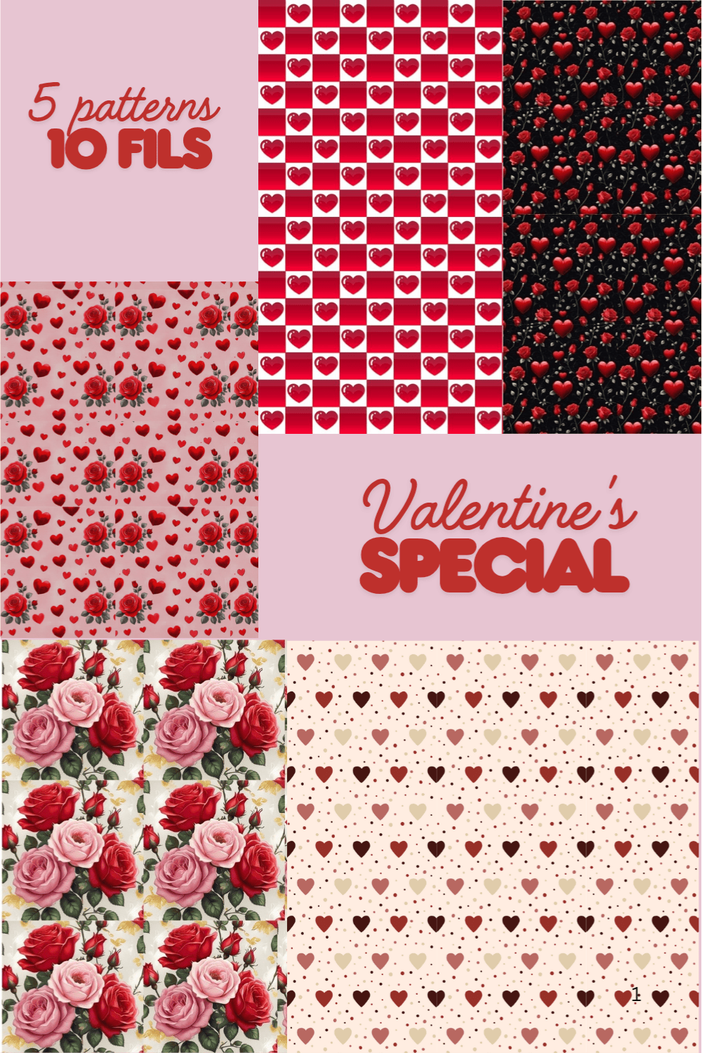 Valentine's patterns pinterest preview image.