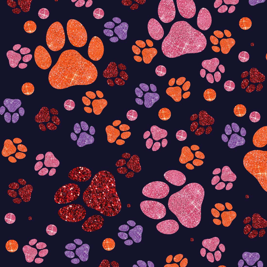 Dog Finger Print Glitter Paper Bundle, Shameless repeat pattern bundle ,Vector image preview image.