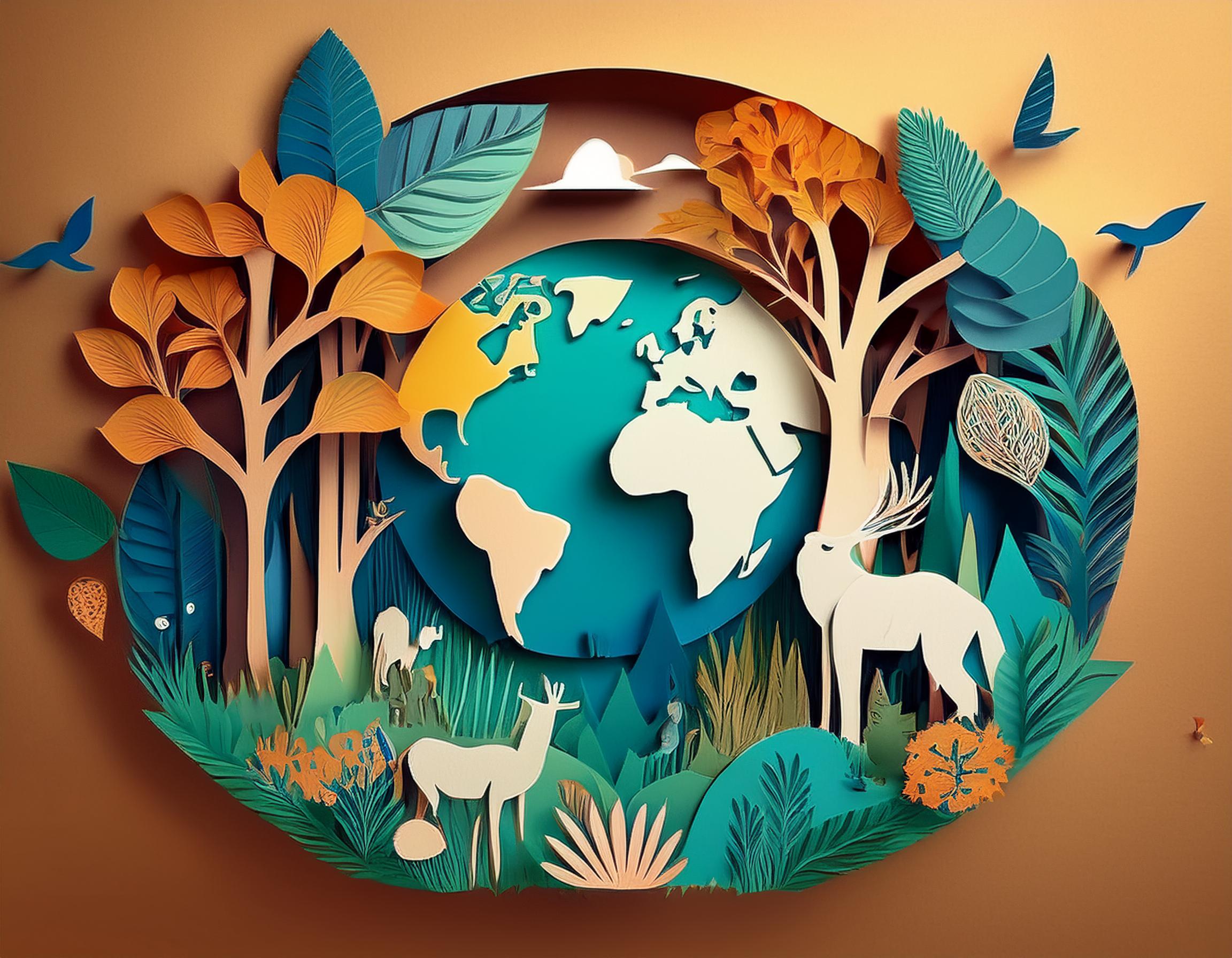 vibrant paper cutout forest wildlife earth 2 482