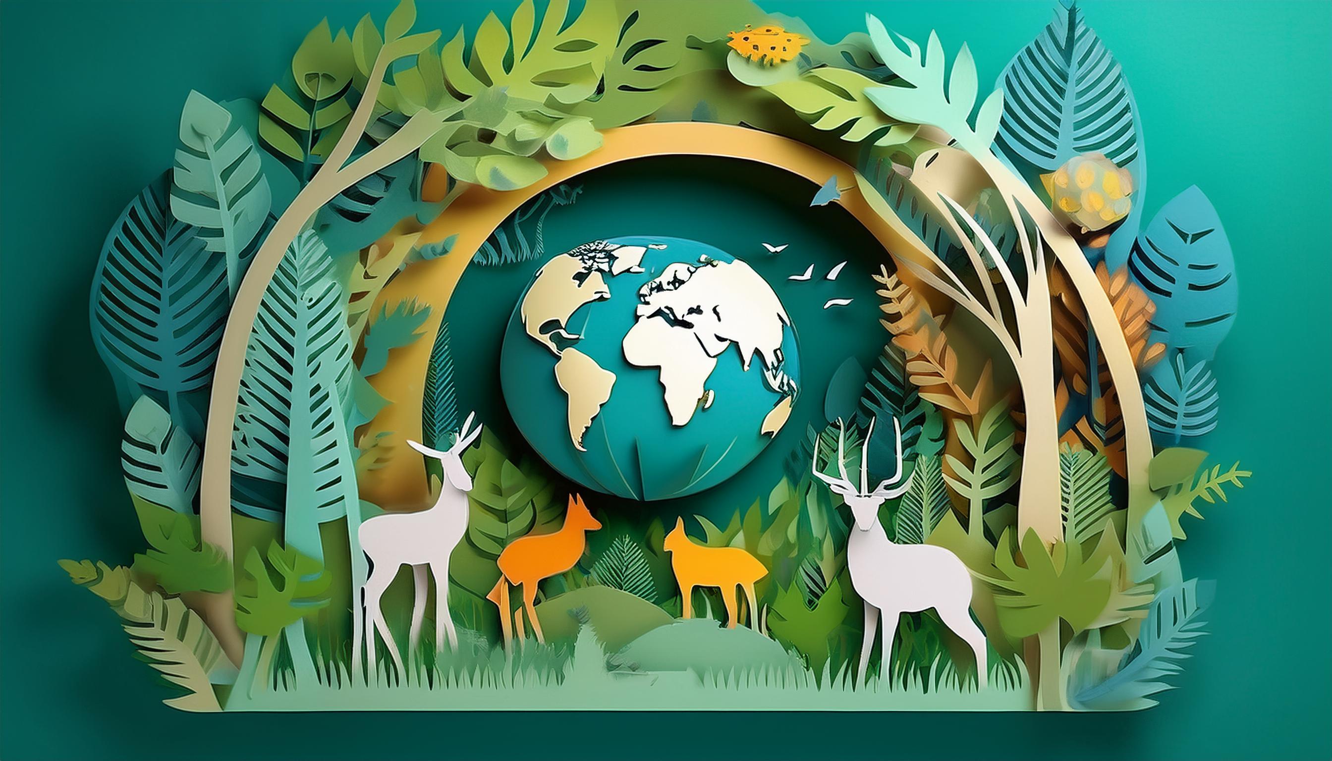 vibrant paper cutout forest wildlife earth 3 159