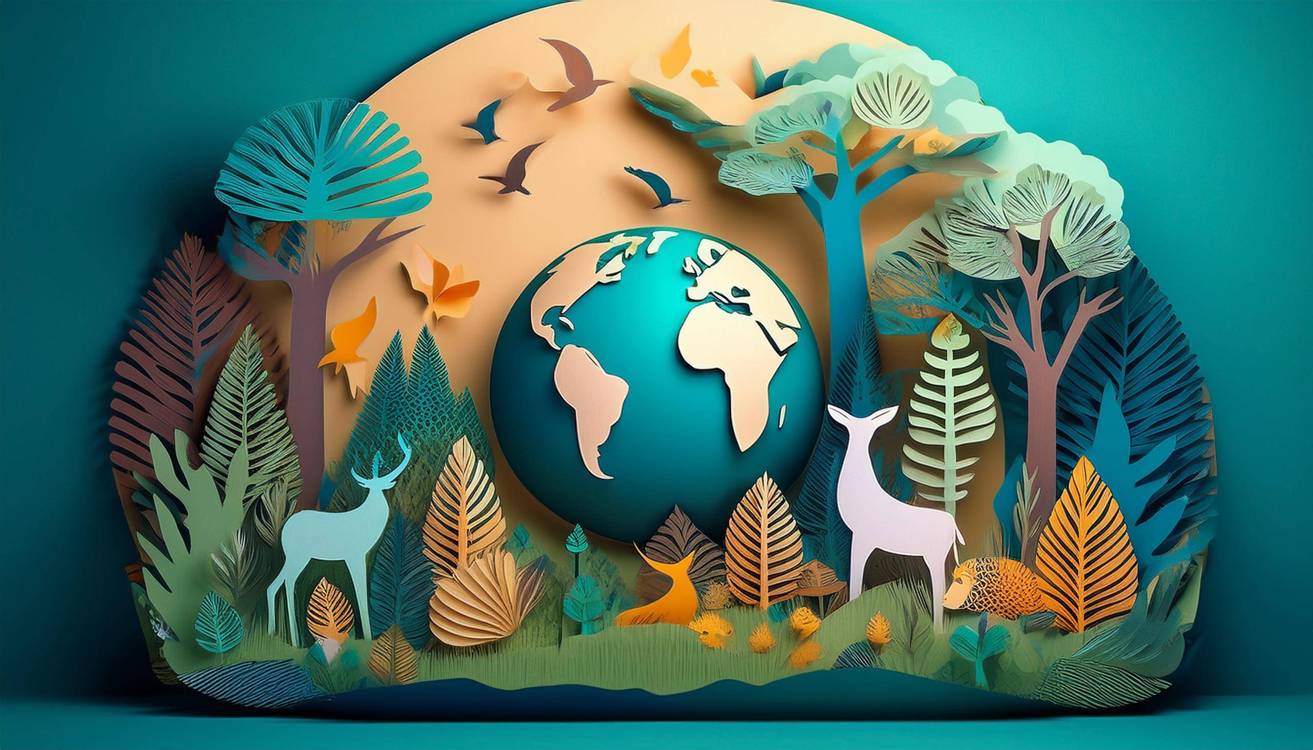 vibrant paper cutout forest wildlife earth 4 304