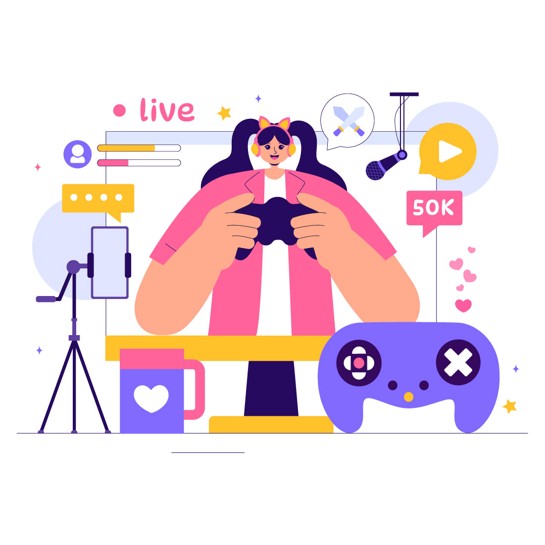 9 Video Game Streaming Illustration preview image.