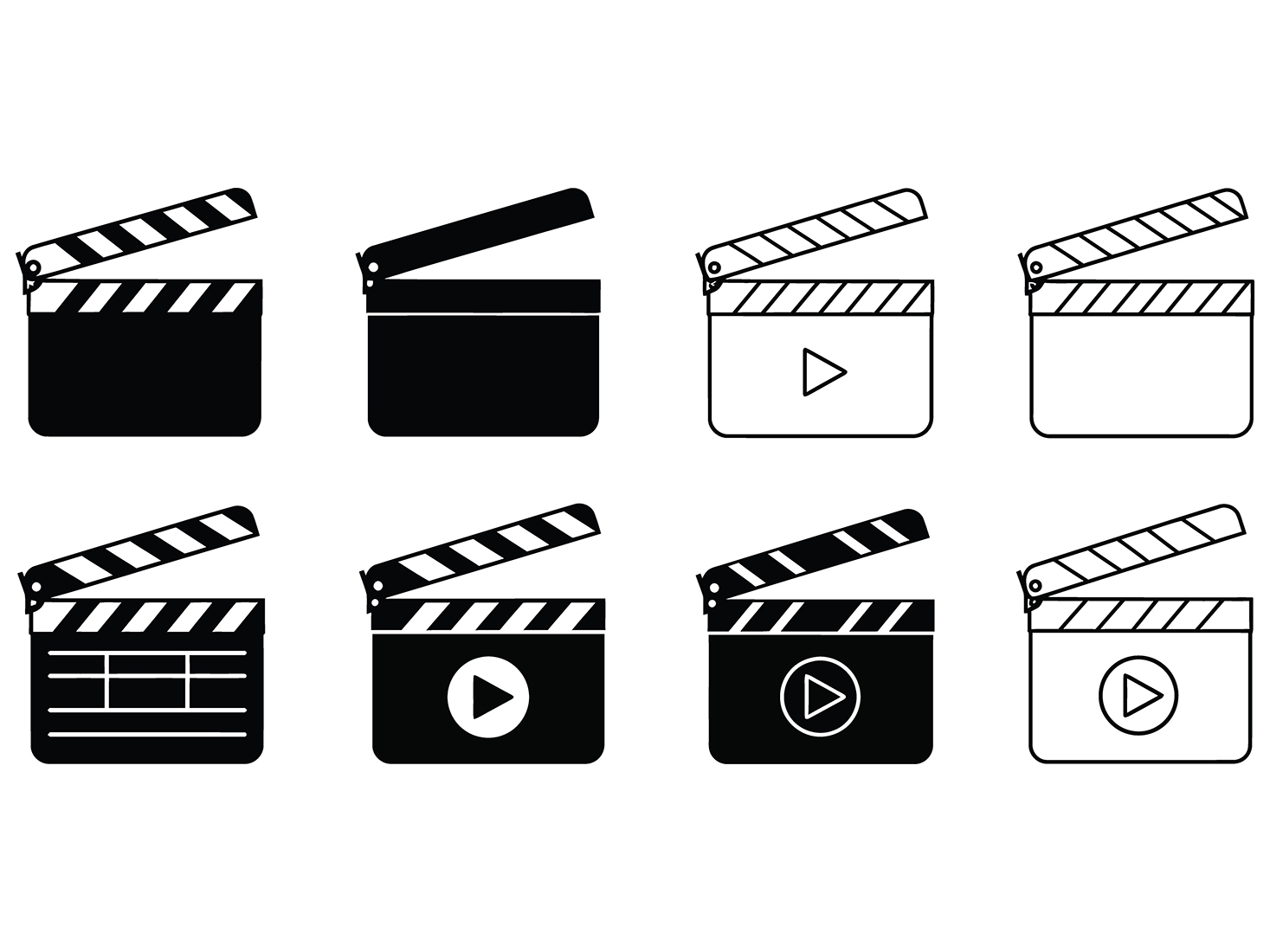 Clapperboard Icons Set pinterest preview image.