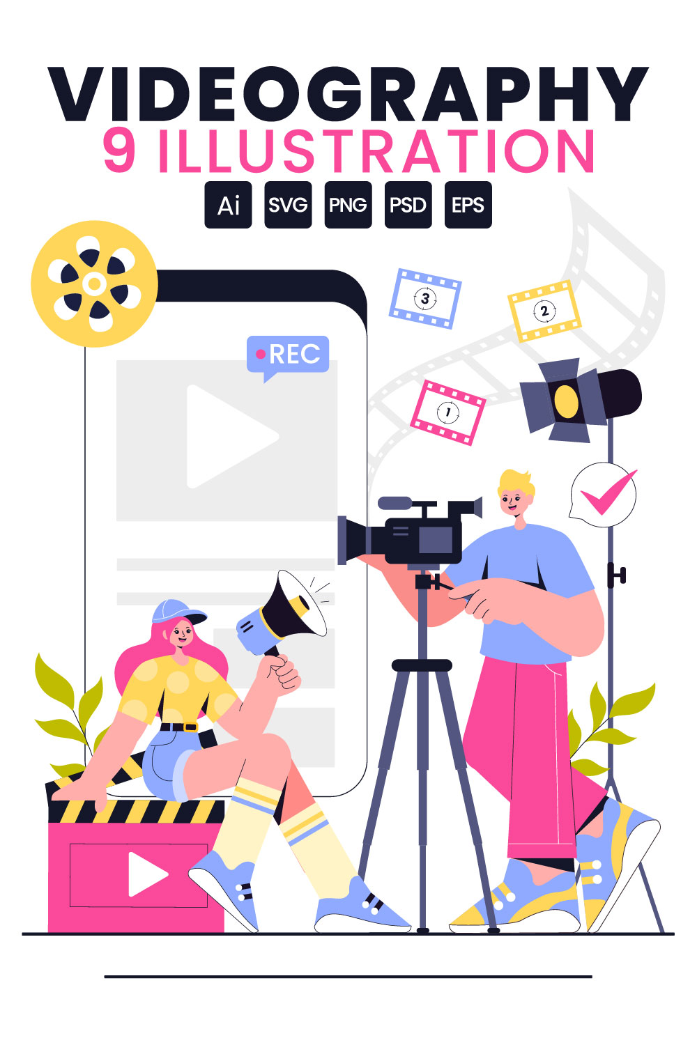 9 Professional Videography Illustration pinterest preview image.