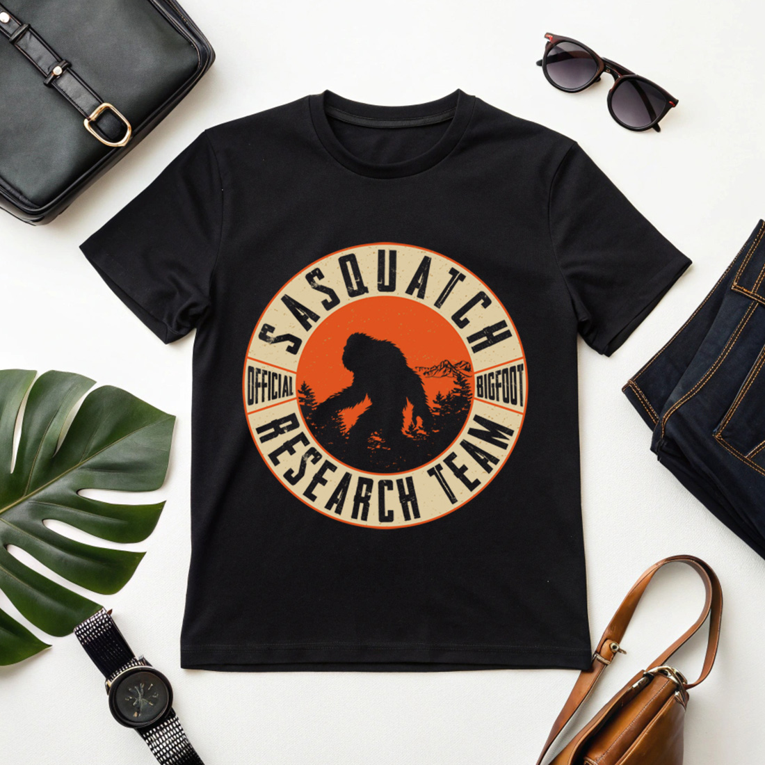 vintage sasquatch research team t-shirt design with retro distressed style cover image.