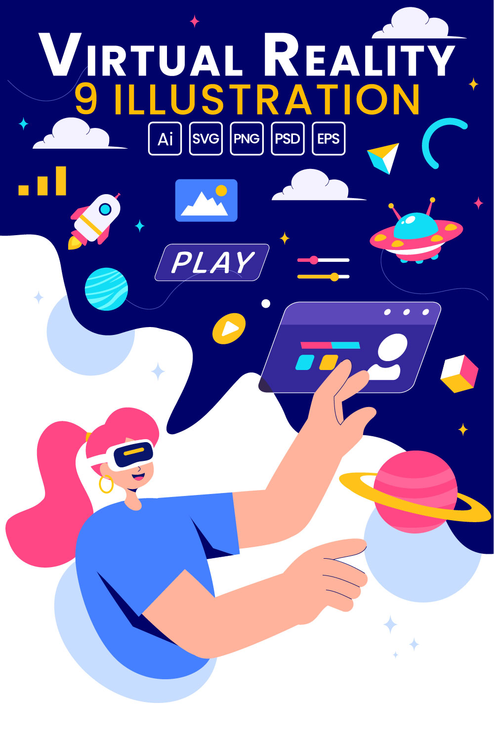 9 Virtual Reality Technology Illustration pinterest preview image.