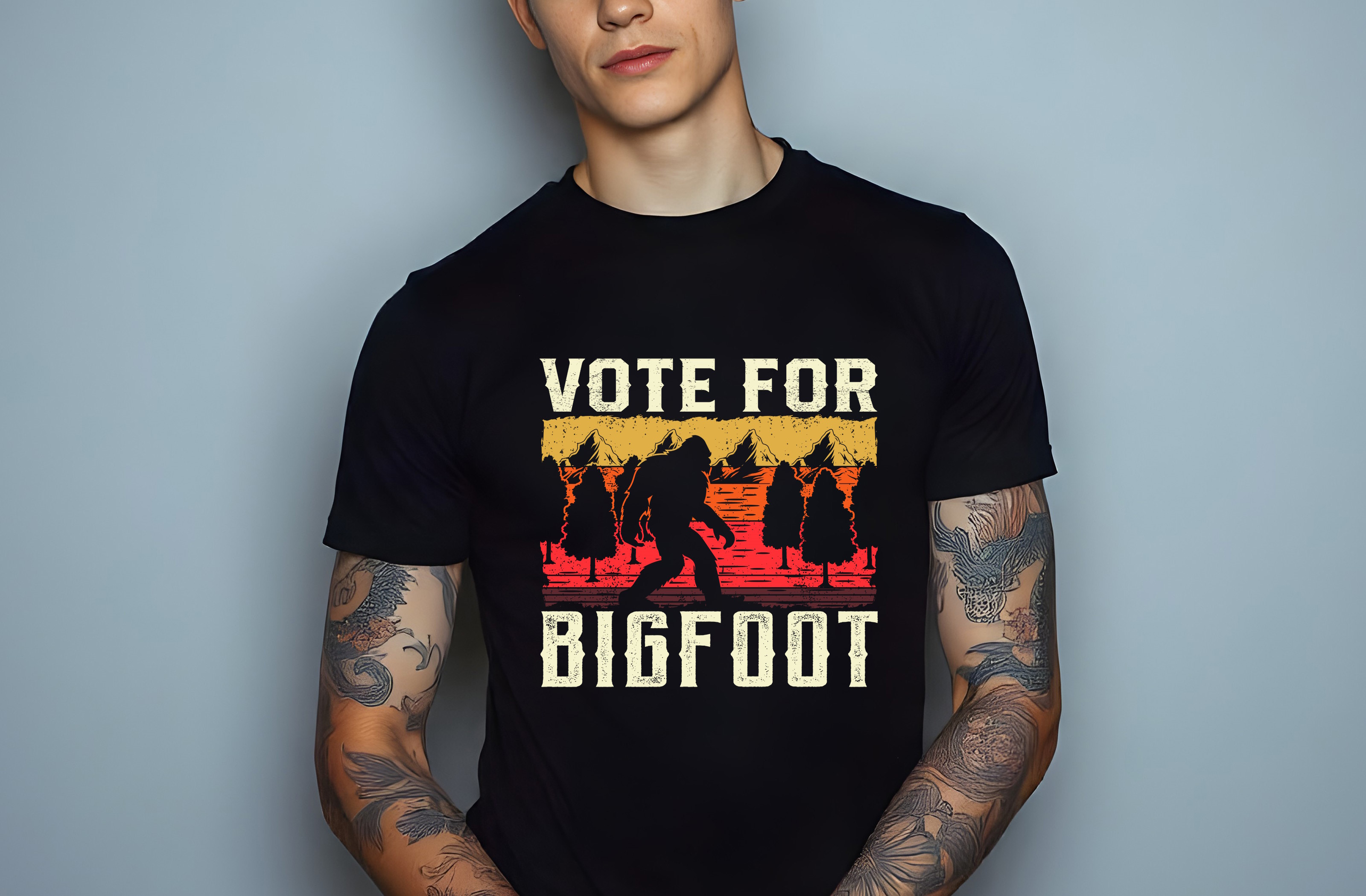 vote for bigfoot graphic design male t shirt mockups 720