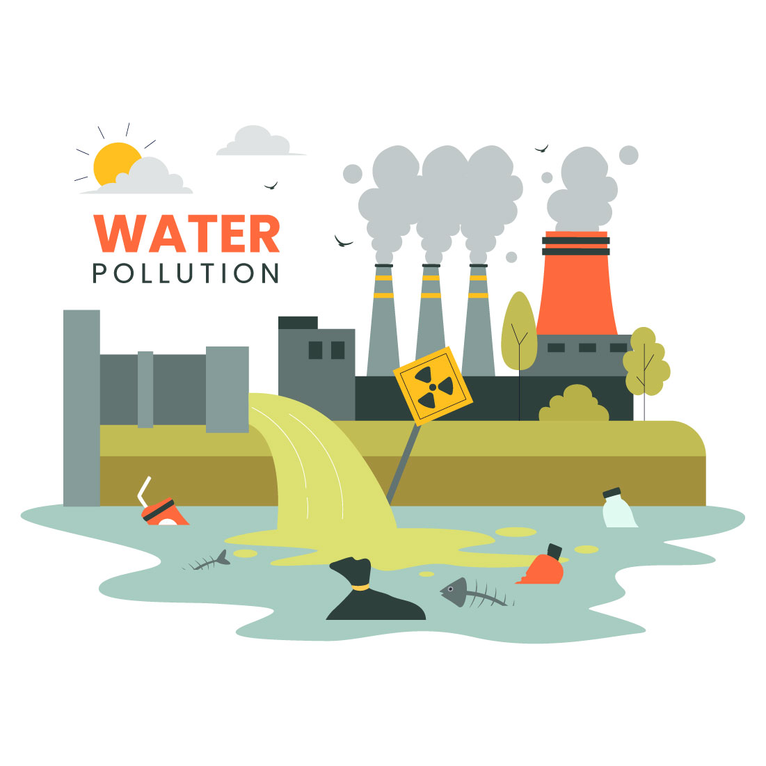 8 Industrial Water Pollution Illustration cover image.