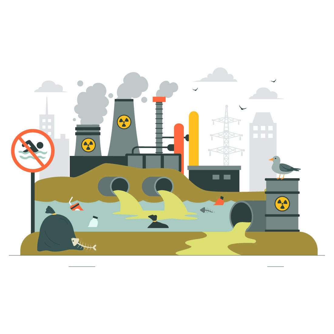 8 Industrial Water Pollution Illustration preview image.