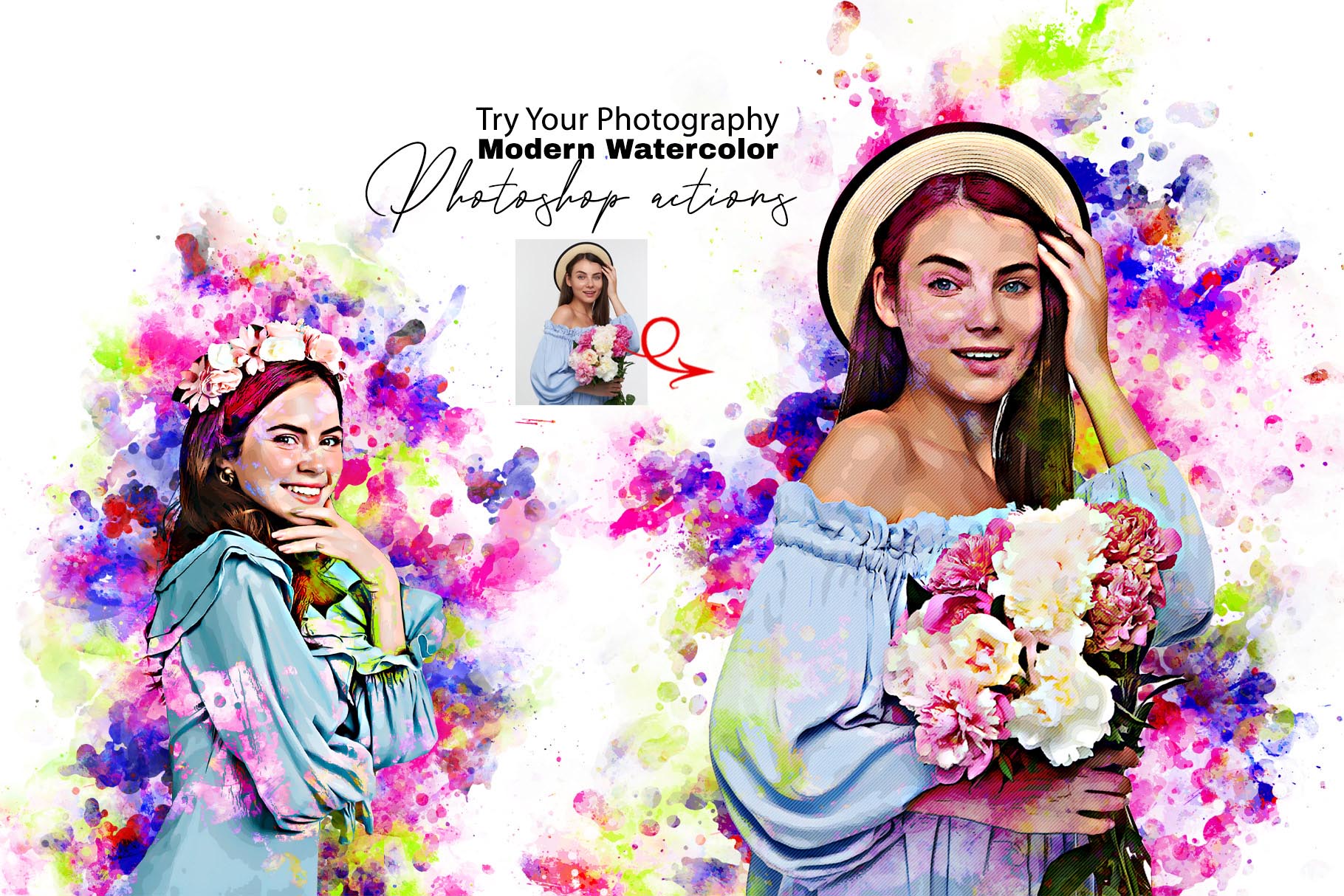 watercolor photoshop actions cover 447