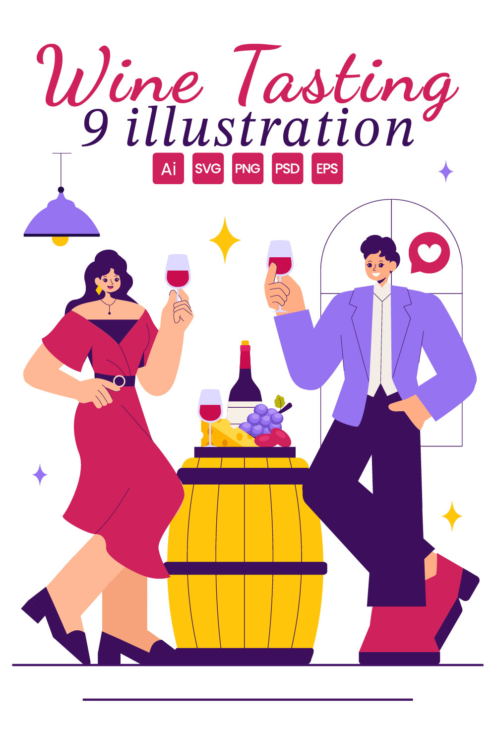 9 Tasting and Savoring Wine Illustration pinterest preview image.