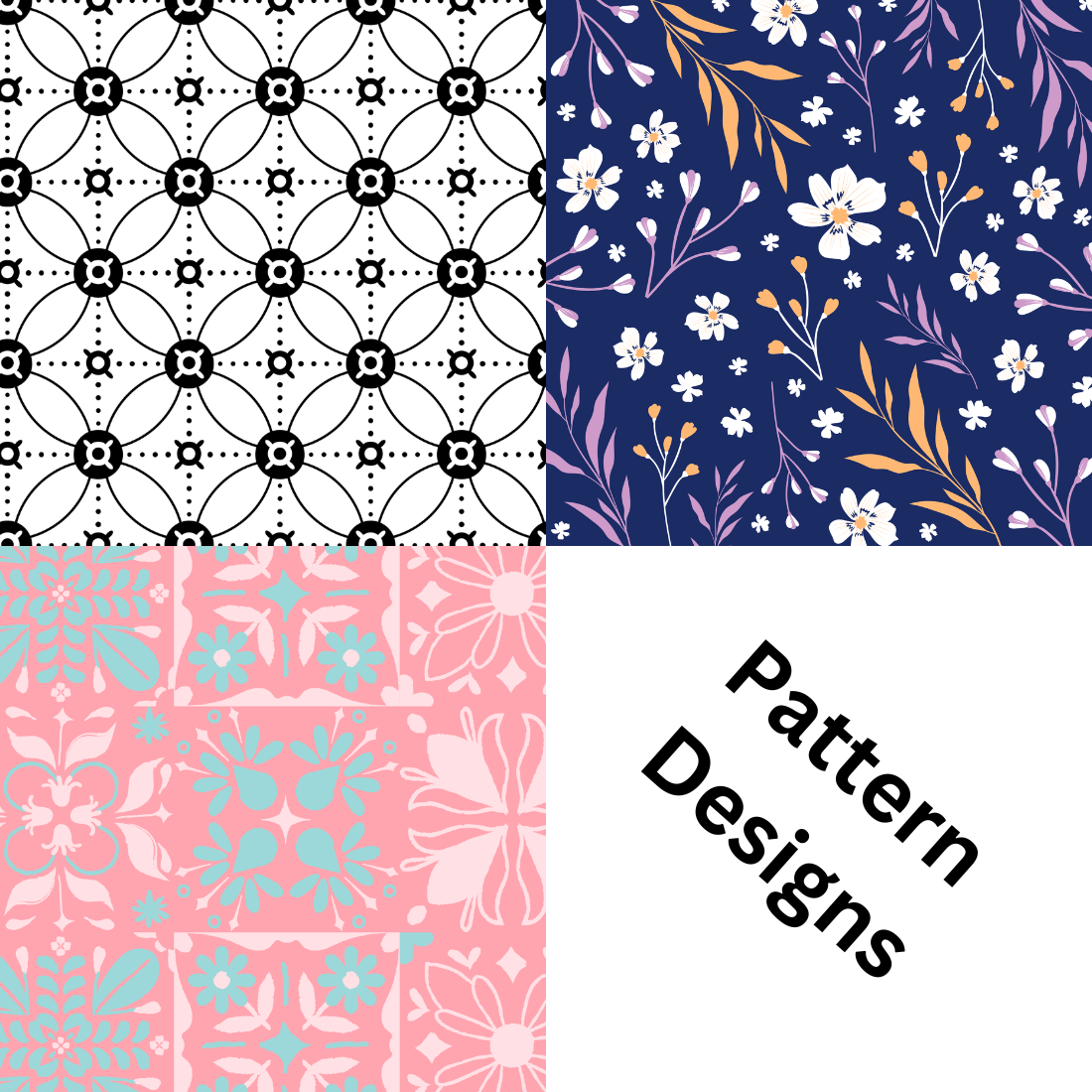 6 Colourfull Pattern Designs for bedsheets & Pillows preview image.