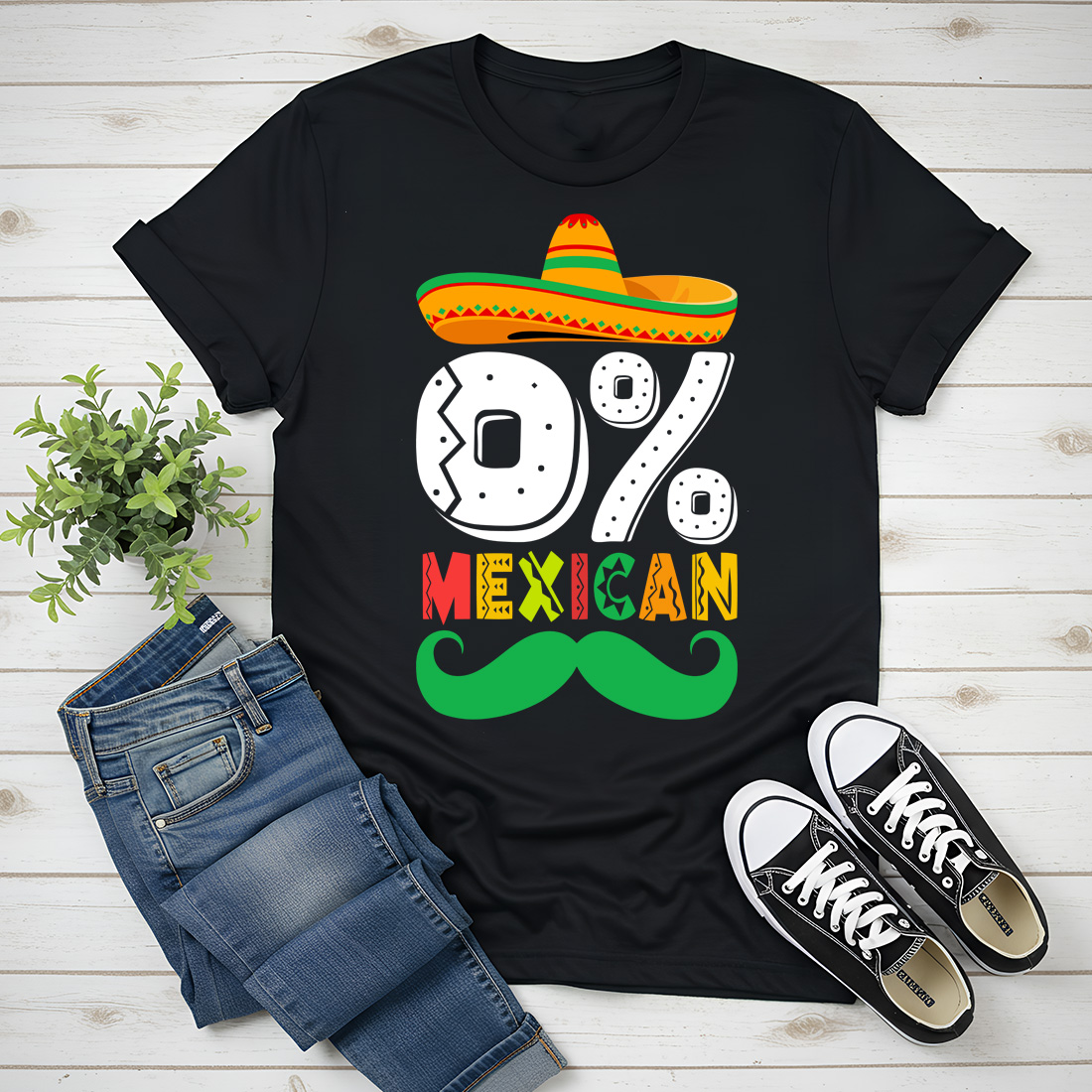 0 mexican with sombrero and mustache for cinco de mayo t shirt black 440