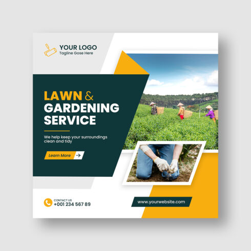 Lawn and garden maintenance social media post cover image.