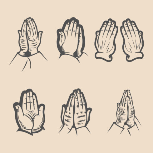 Various Praying Hands Vector Design Collection cover image.