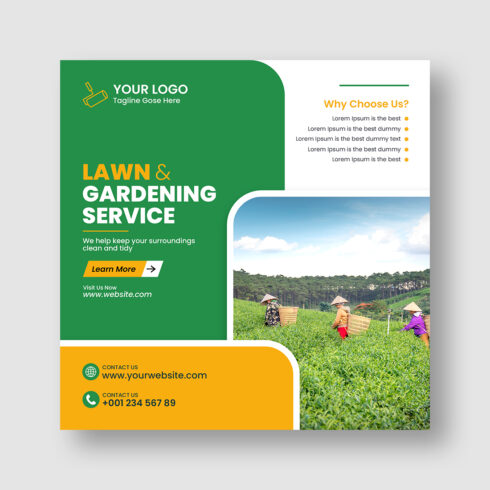 Lawn and garden maintenance social media post cover image.