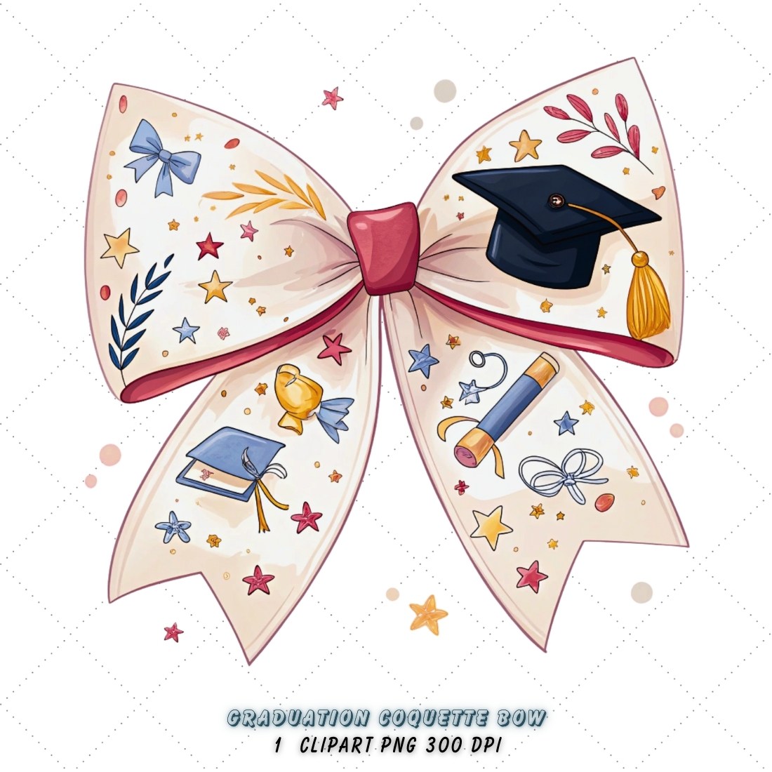 Graduation Coquette Bow Clipart, graduation cap bow, coquette bow clipart, diploma theme bow, cap design art, digital bow design, celebrate graduation bow, milestone bow art, graduation design clipart, coquette bow art, cap sublimation design cover image.