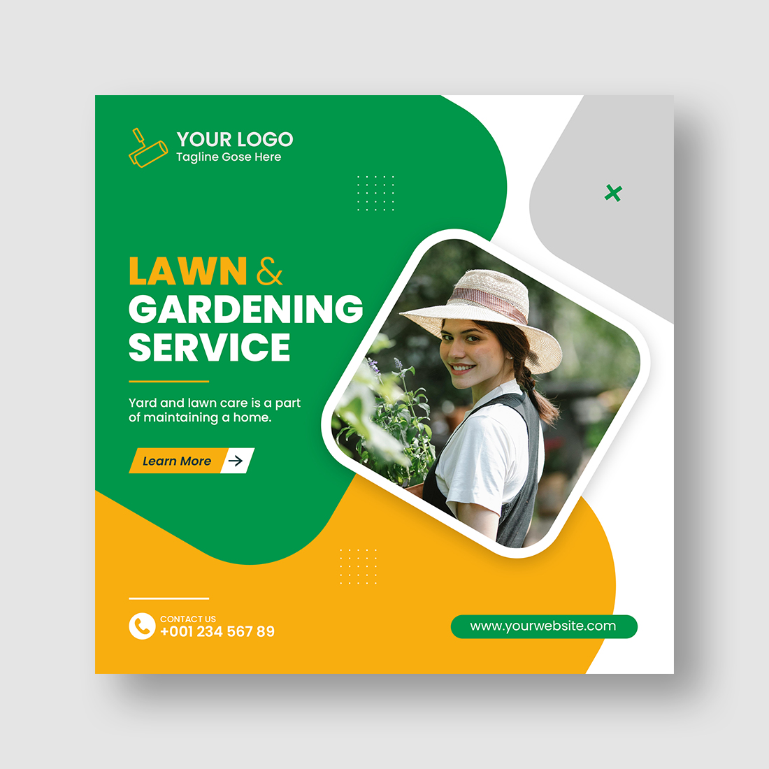 Lawn and garden maintenance social media post cover image.