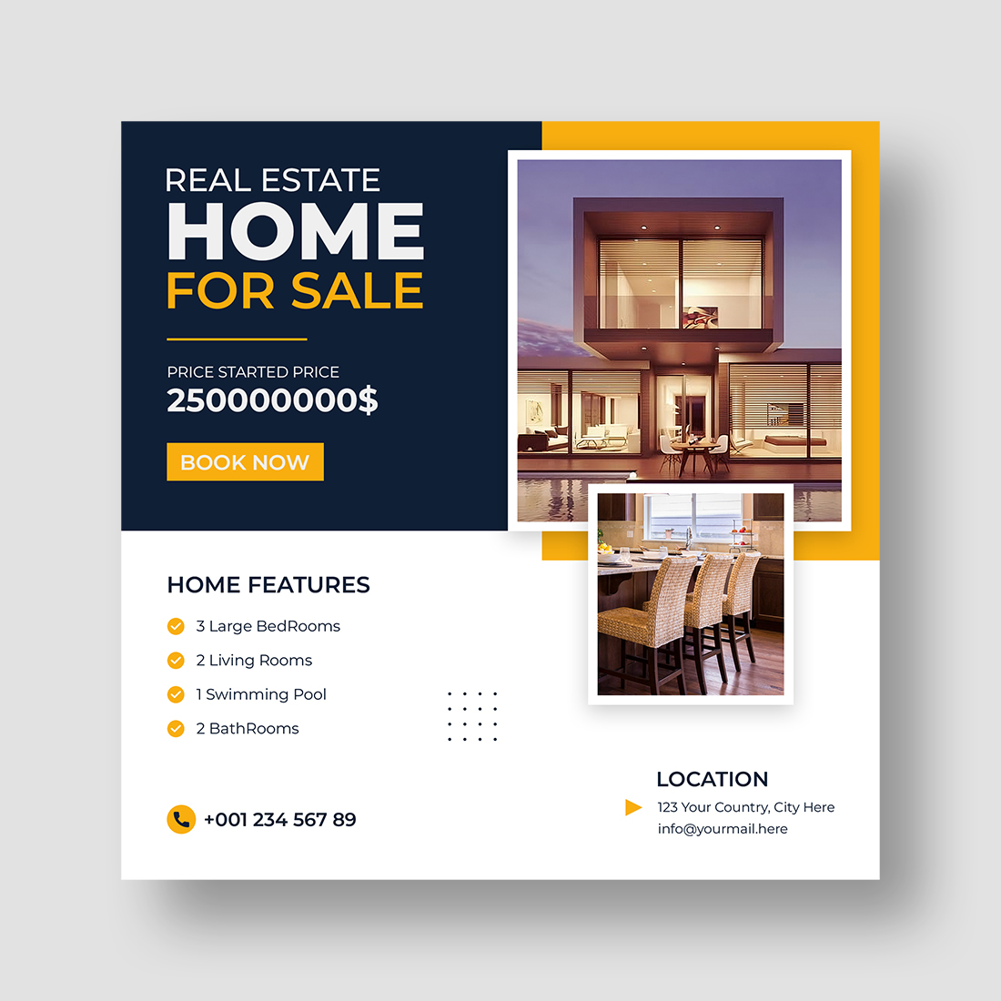 Real estate social media post design preview image.